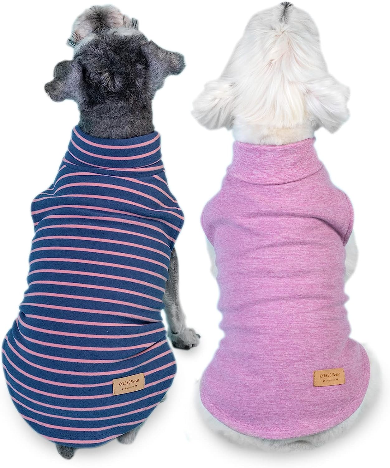 KYEESE 2Pack Velvet Fleece Dog Sweaters – Warm, Stretchy Turtleneck Pullovers
