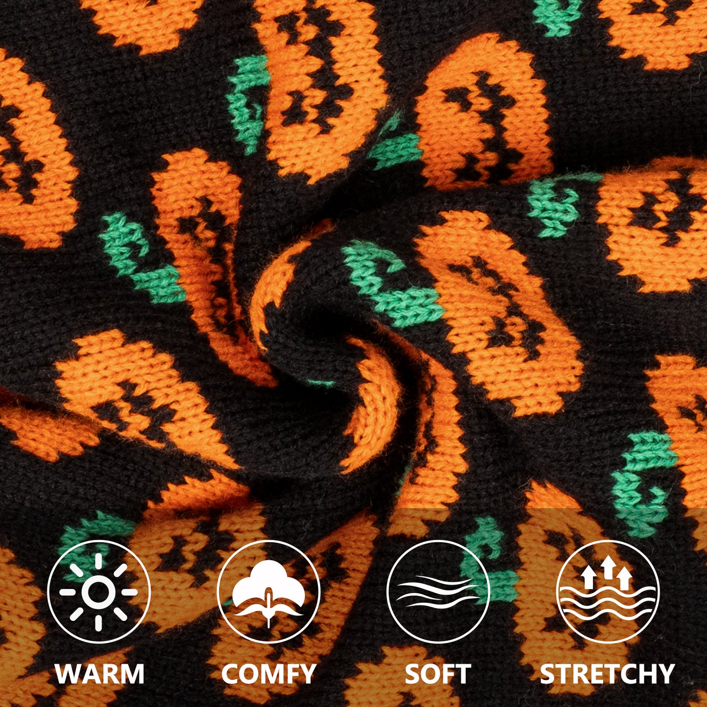 KYEESE Halloween Dog Sweater – Cute Pumpkin Turtleneck Pullover with Leash Hole
