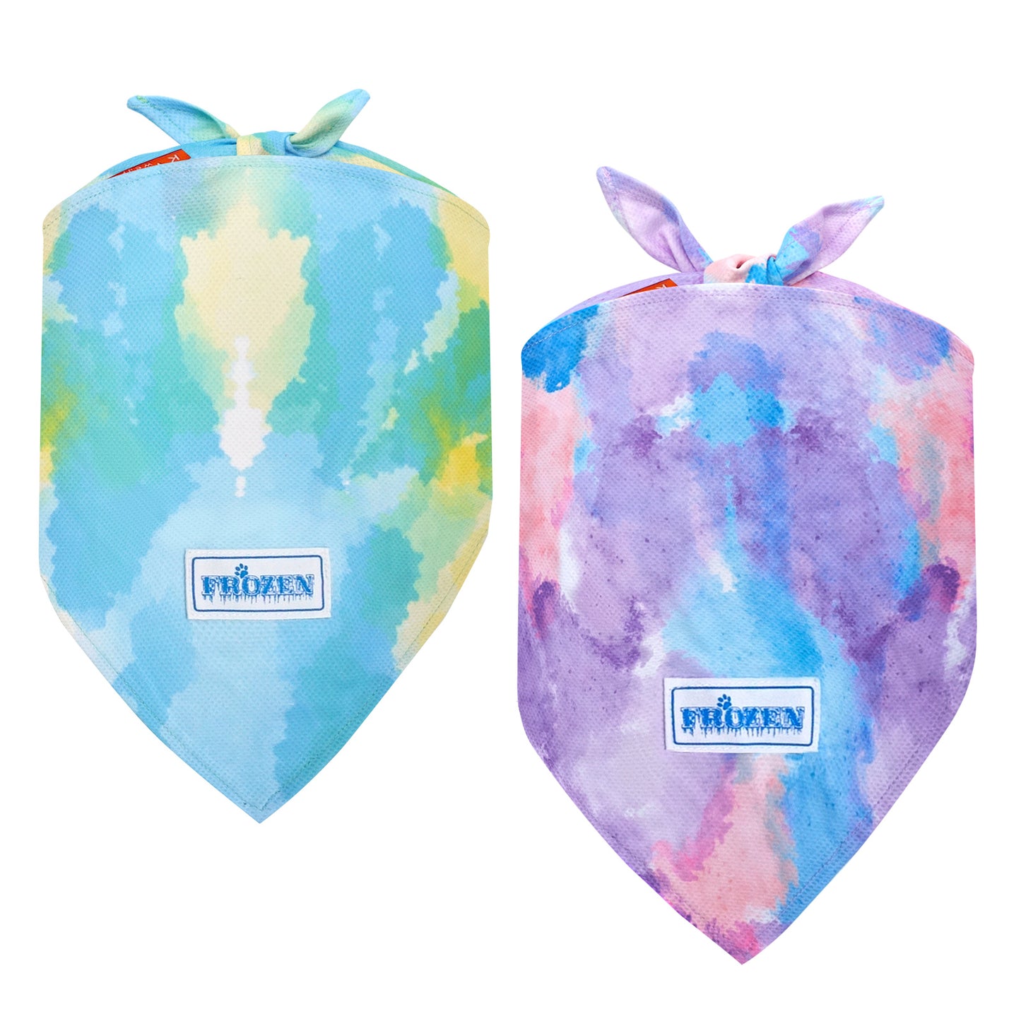 KYEESE 2 Pack Dog Instant Cooling Bandanas-Breathable Dog Scarf Triangle