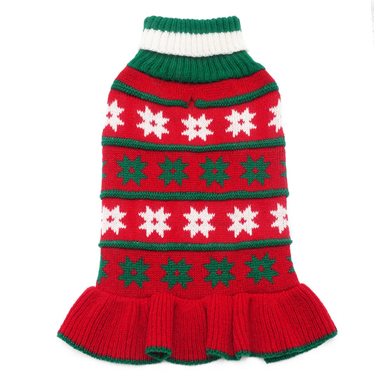 CHRISTMAS DOG SNOWFLAKE KNIT SWEATER
