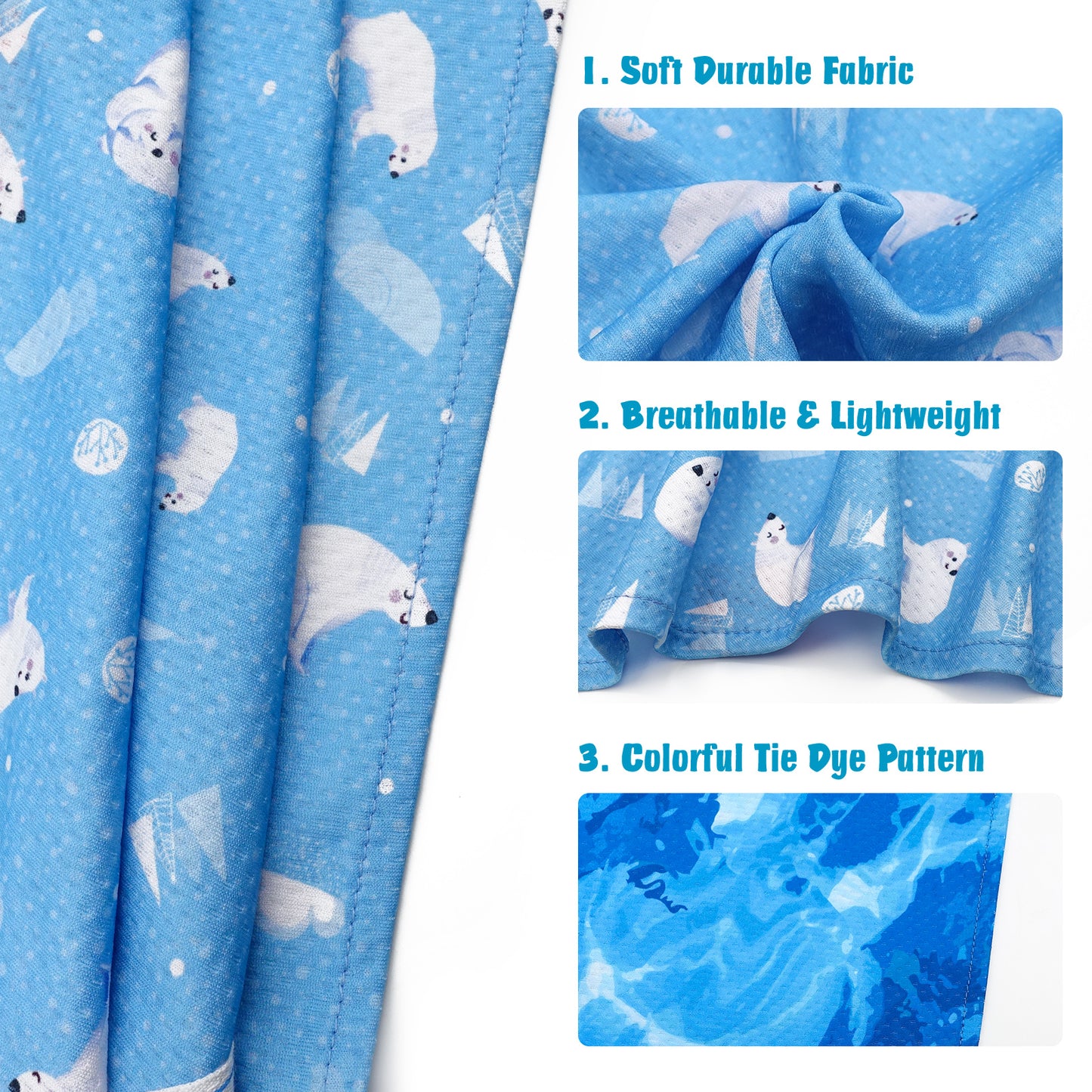 KYEESE 2 Pack Dog Instant Cooling Bandanas-Breathable Dog Scarf Triangle