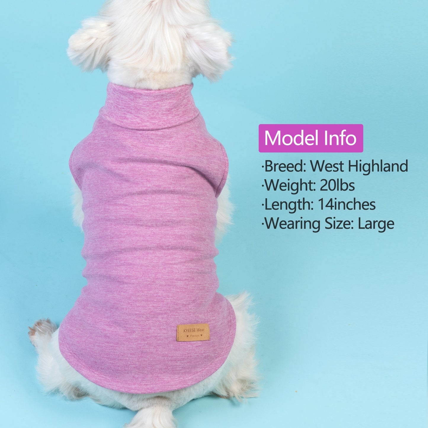KYEESE 2Pack Velvet Fleece Dog Sweaters – Warm, Stretchy Turtleneck Pullovers