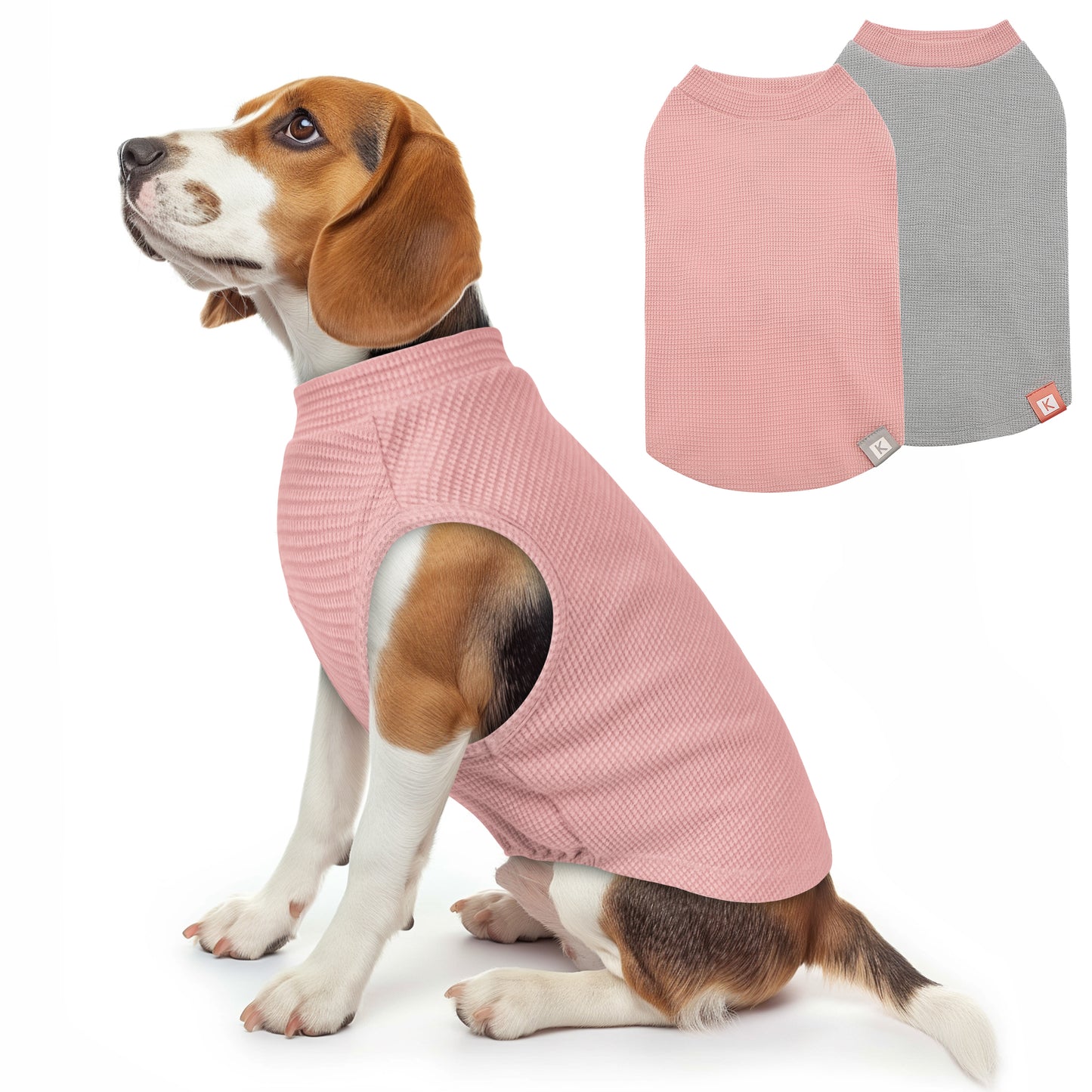 KYEESE 2Pack Waffle Dog Shirts – Lightweight Breathable Striped Tank Tops