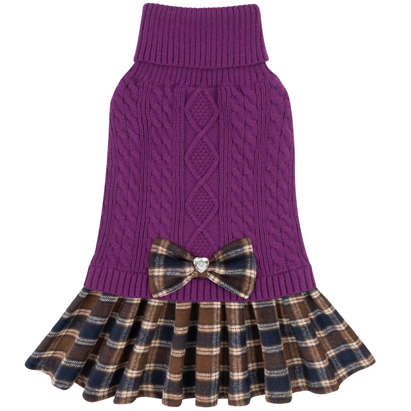 KYEESE Dog Sweater – Knitwear Dog Sweater Dress with Bowtie, Stretchy Thick Warm & Preppy Style
