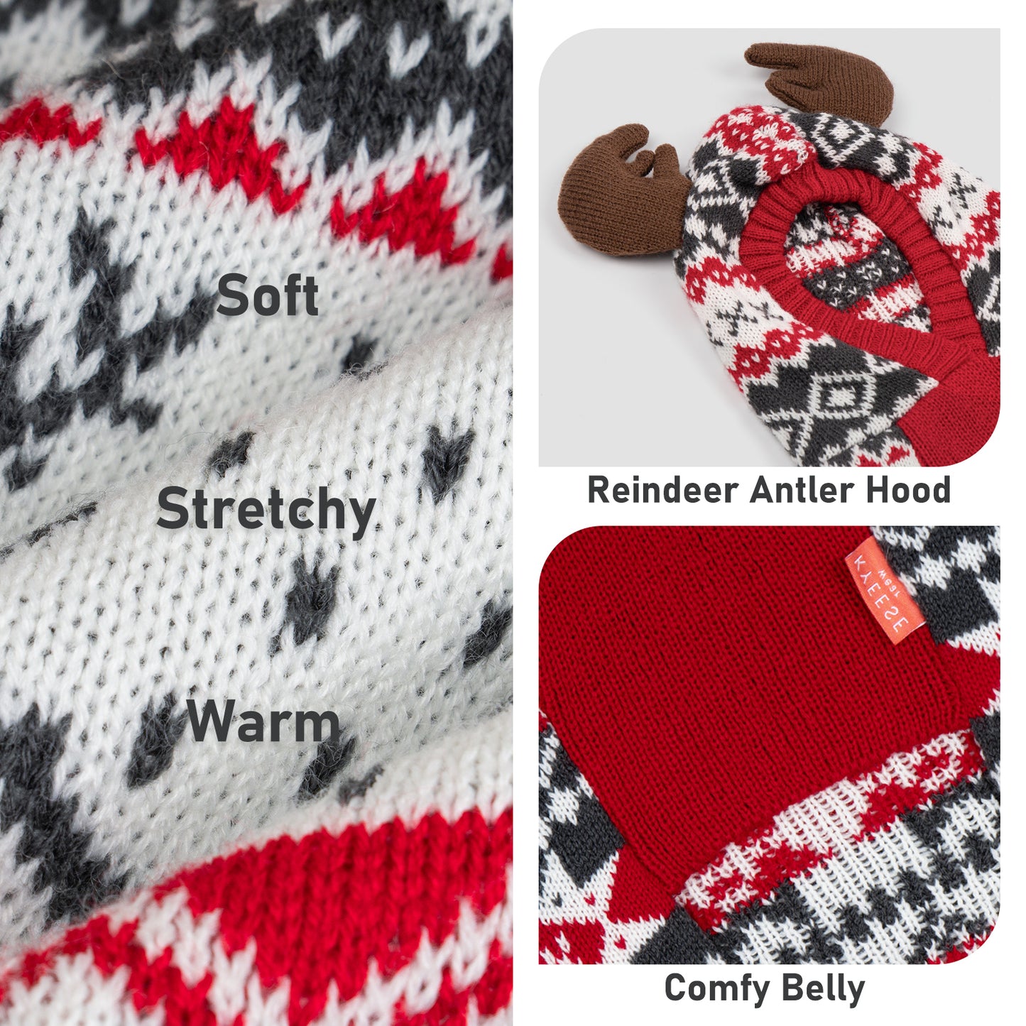 Christmas Reindeer Hooded Dog Sweater