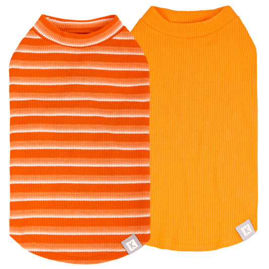 KYEESE 2Pack Waffle Dog Shirts – Lightweight Breathable Striped Tank Tops