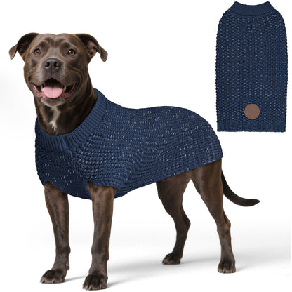 KYEESE Dog Sweater – with Leash Hole & Reflective Yarn, Thick Warm Pullover