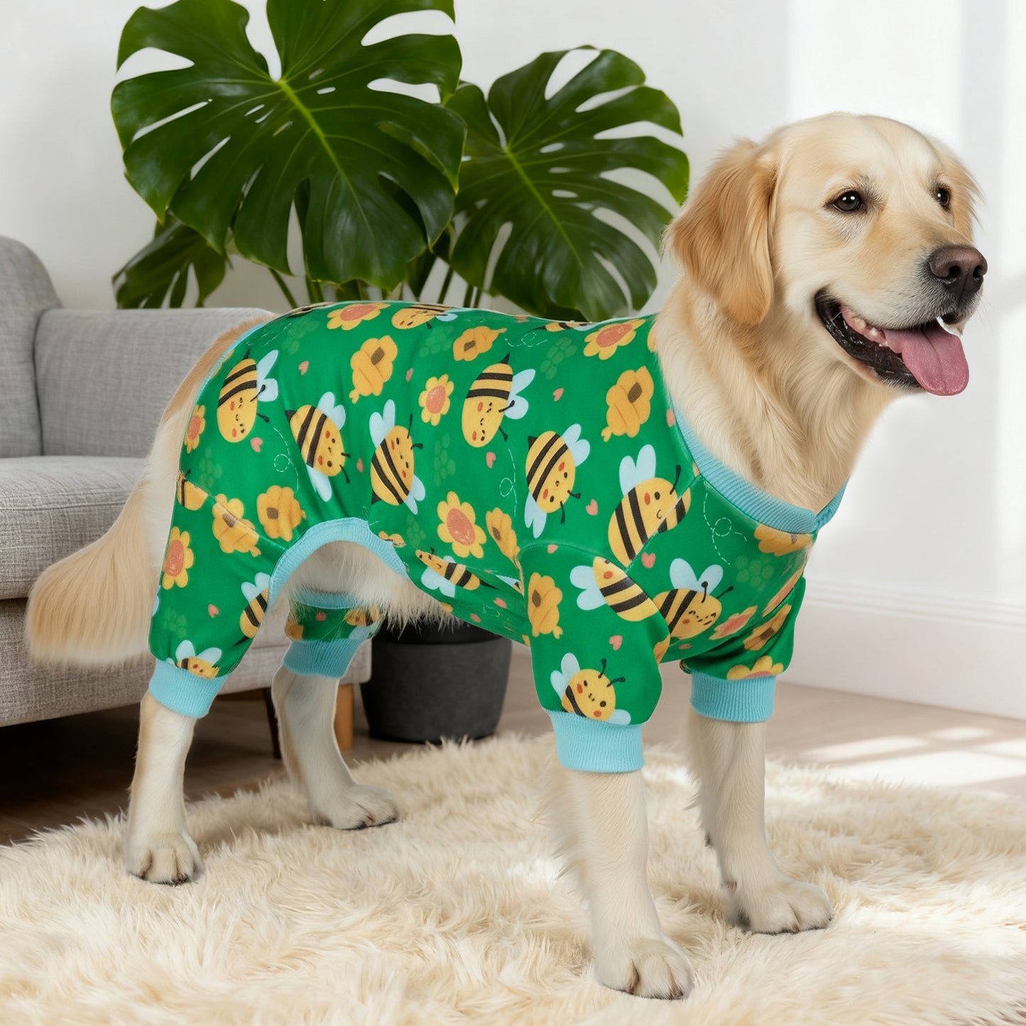 Little Bee Print Velvet Dog Pajamas