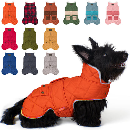 KYEESE Dog Coat-Pet Winter Coat with Leash Hole Thick Cat Clothes with Pocket Windproof Dog Jacket