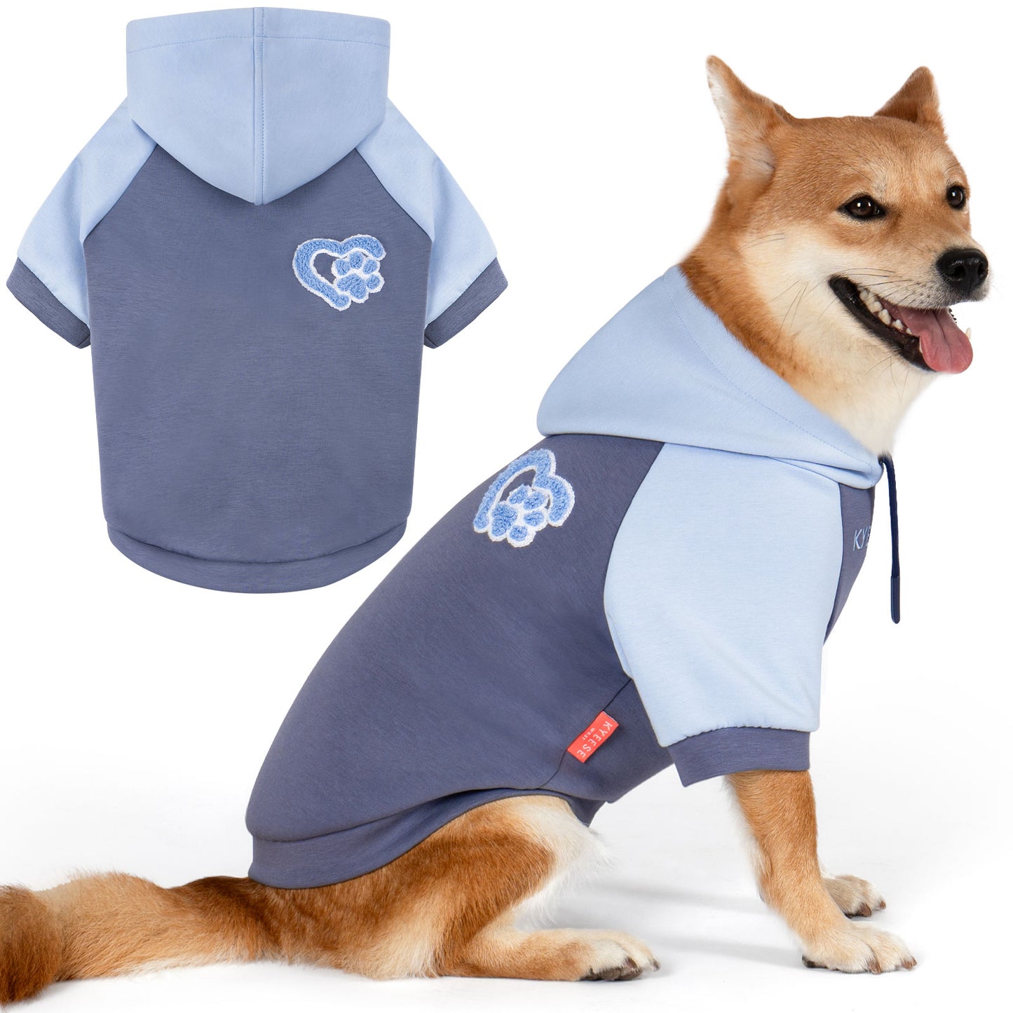 KYEESE Warm Dog Hoodie-Stretchy Comfort Drawstring with Leash Hole Dogs Winter Coat
