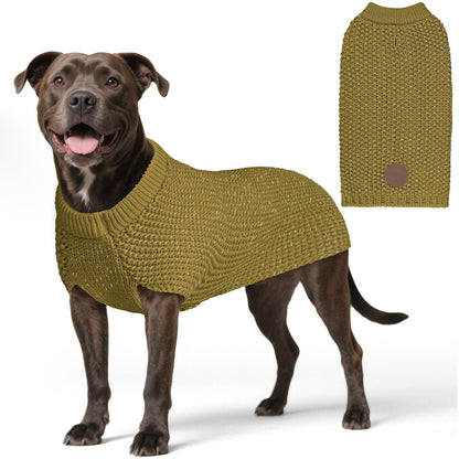 KYEESE Dog Sweater – with Leash Hole & Reflective Yarn, Thick Warm Pullover