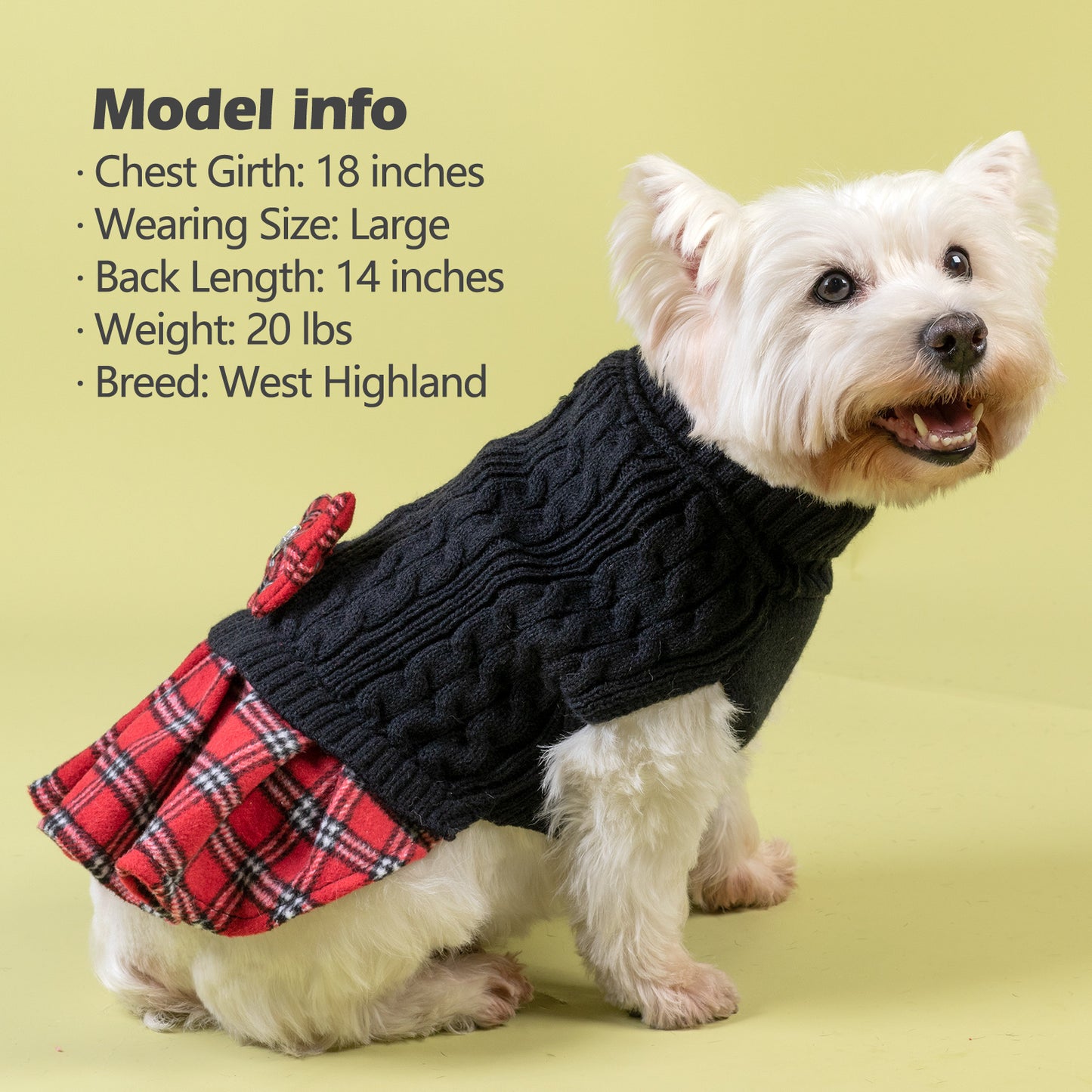 KYEESE Dog Sweater – Knitwear Dog Sweater Dress with Bowtie, Stretchy Thick Warm & Preppy Style