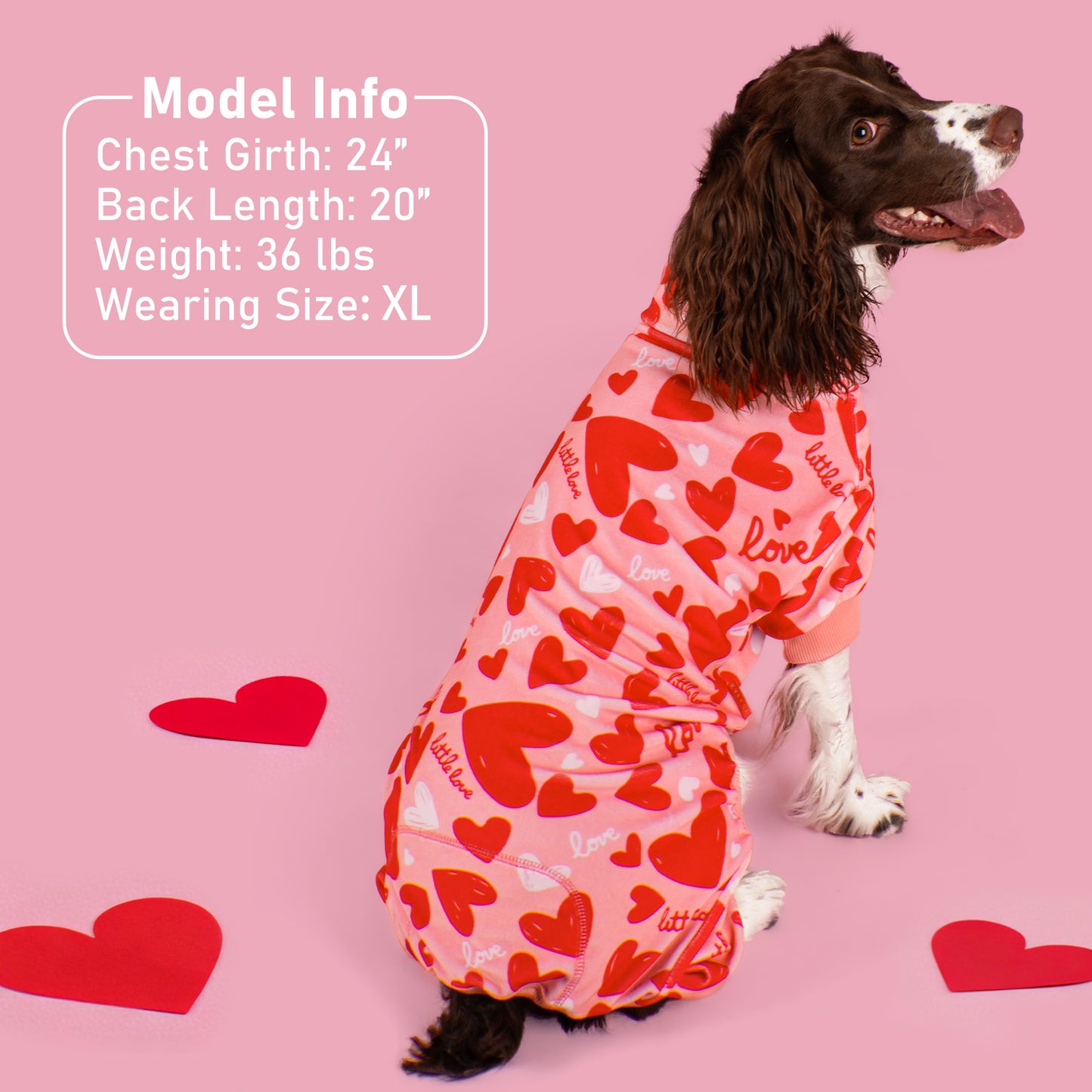 Valentine Heart Print Dog Pajamas