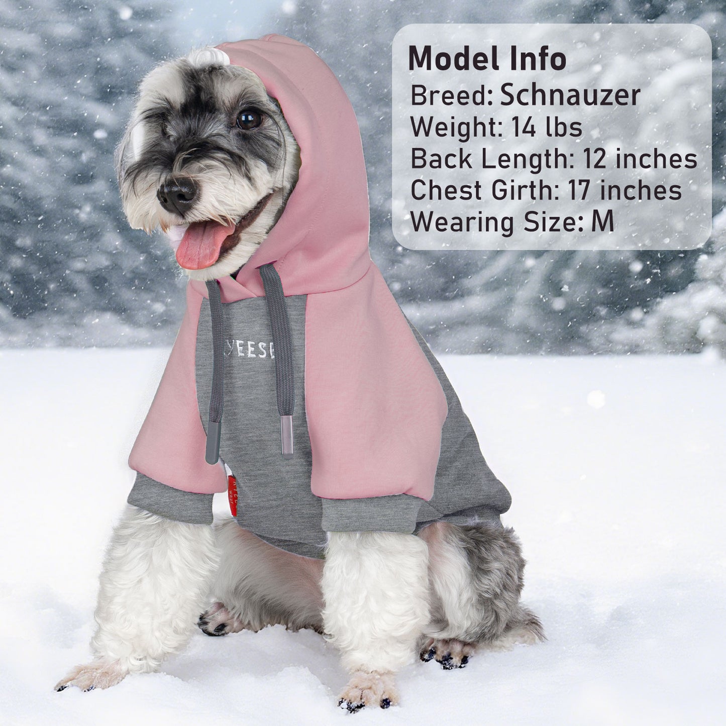 KYEESE Warm Dog Hoodie-Stretchy Comfort Drawstring with Leash Hole Dogs Winter Coat