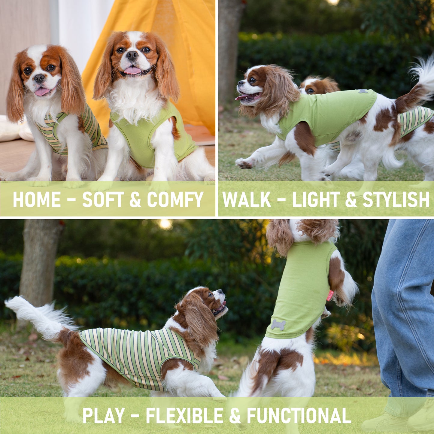 KYEESE 2Pack Striped Dog Shirts – Lightweight Cotton Sleeveless T-Shirts