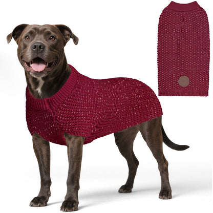 KYEESE Dog Sweater – with Leash Hole & Reflective Yarn, Thick Warm Pullover