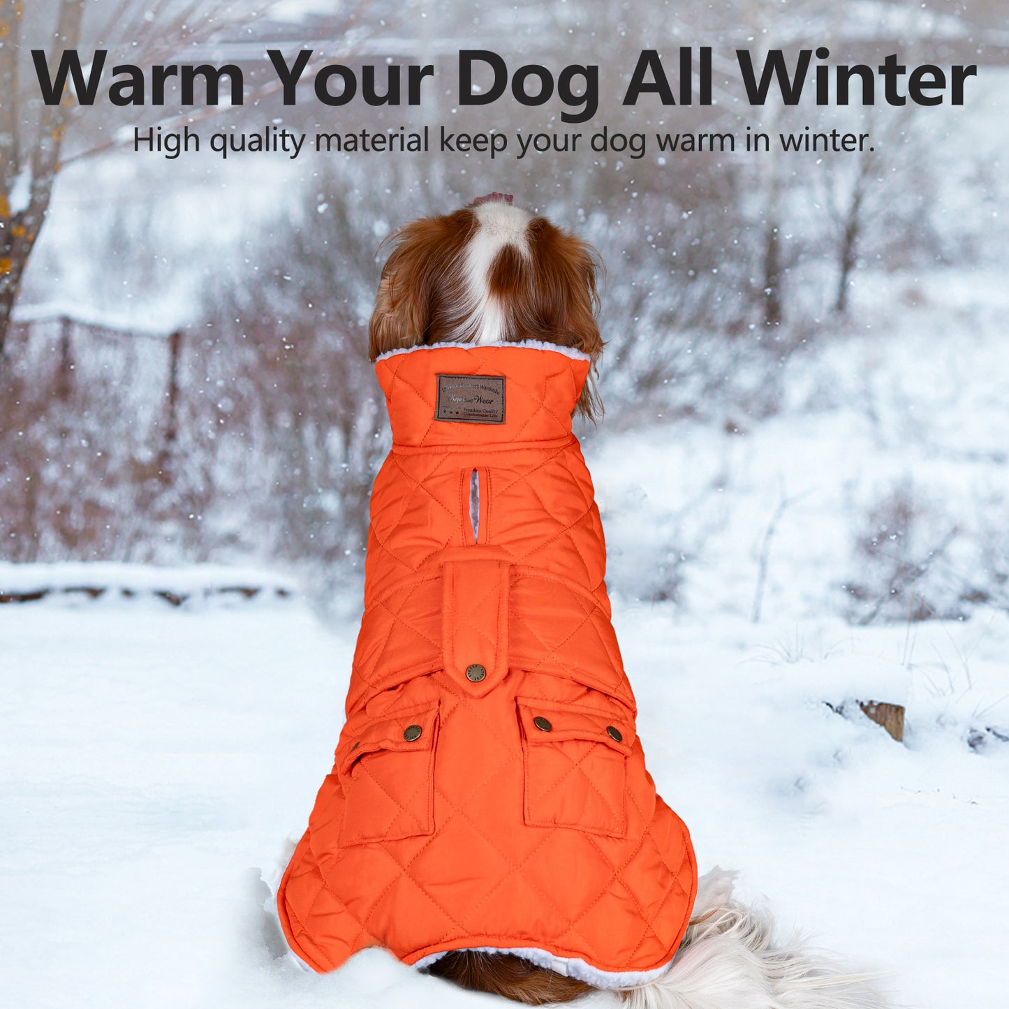 KYEESE Dog Coat-Pet Winter Coat with Leash Hole Thick Cat Clothes with Pocket Windproof Dog Jacket
