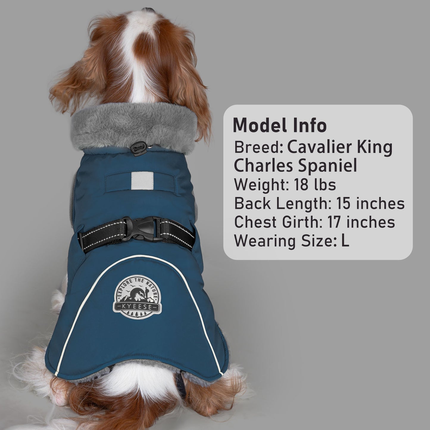 KYEESE Dog Coat-Windproof Warm Winter Jacket with Leash Hole ReflectiveThick Fleece Lined