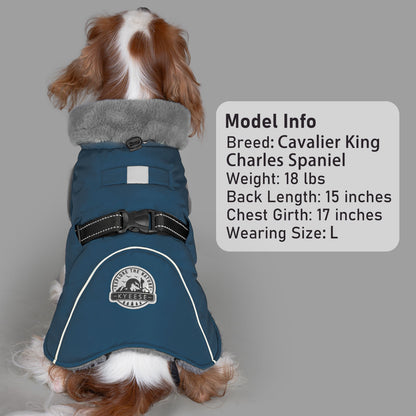 KYEESE Dog Coat-Windproof Warm Winter Jacket with Leash Hole ReflectiveThick Fleece Lined
