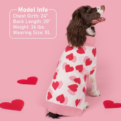 Valentine Heart Pink Dog Sweater