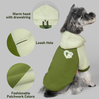 KYEESE Warm Dog Hoodie-Stretchy Comfort Drawstring with Leash Hole Dogs Winter Coat