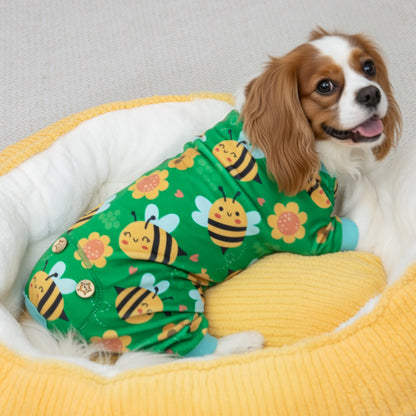 Little Bee Print Velvet Dog Pajamas