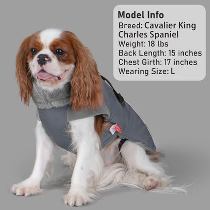 KYEESE Dog Coat-Windproof Warm Winter Jacket with Leash Hole ReflectiveThick Fleece Lined