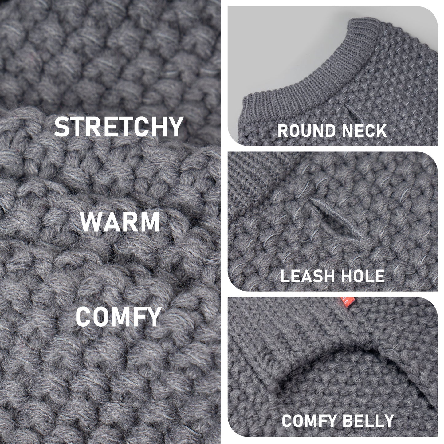 KYEESE Dog Sweater – with Leash Hole & Reflective Yarn, Thick Warm Pullover