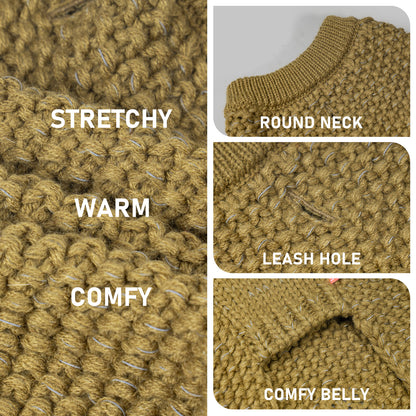 KYEESE Dog Sweater – with Leash Hole & Reflective Yarn, Thick Warm Pullover