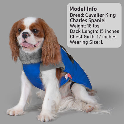 KYEESE Dog Coat-Windproof Warm Winter Jacket with Leash Hole ReflectiveThick Fleece Lined