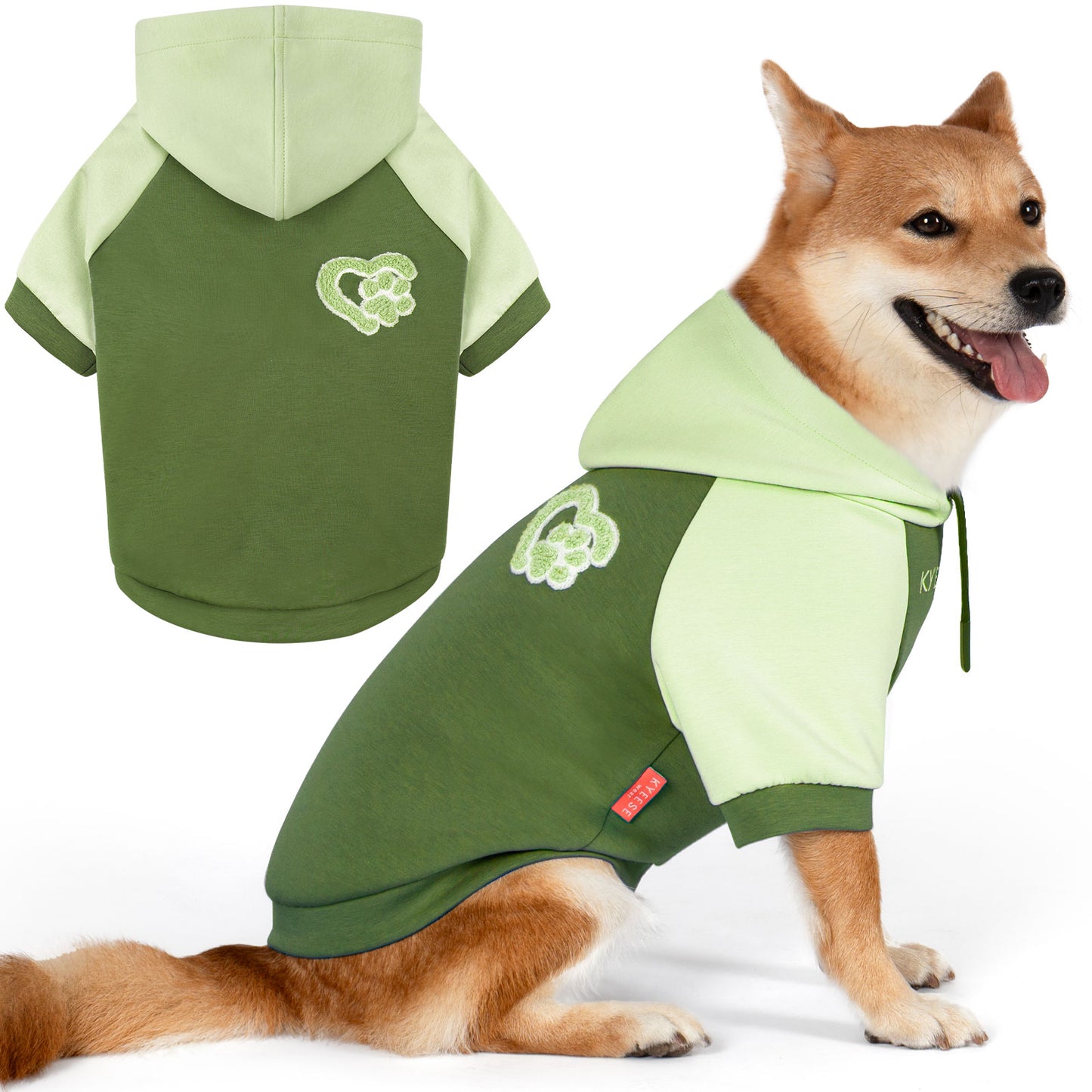 KYEESE Warm Dog Hoodie-Stretchy Comfort Drawstring with Leash Hole Dogs Winter Coat
