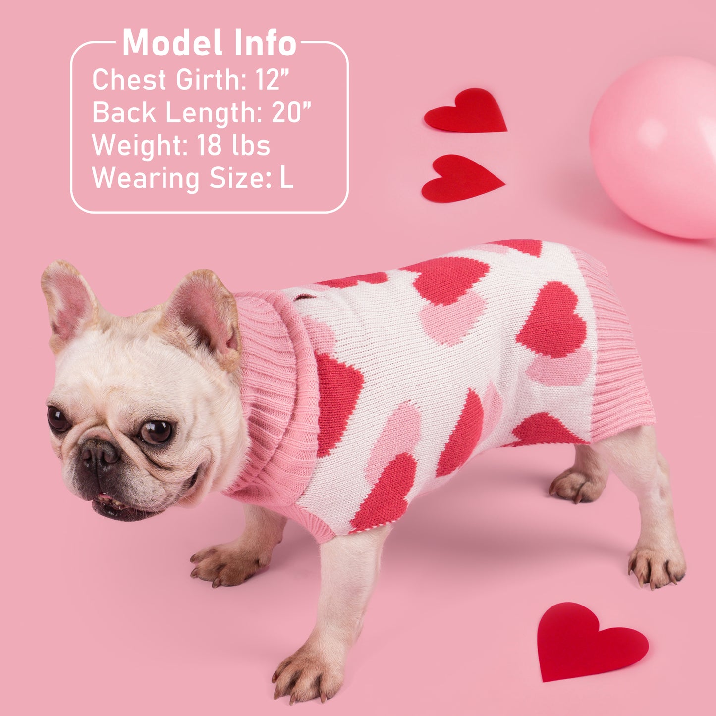 Valentine Heart Pink Dog Sweater