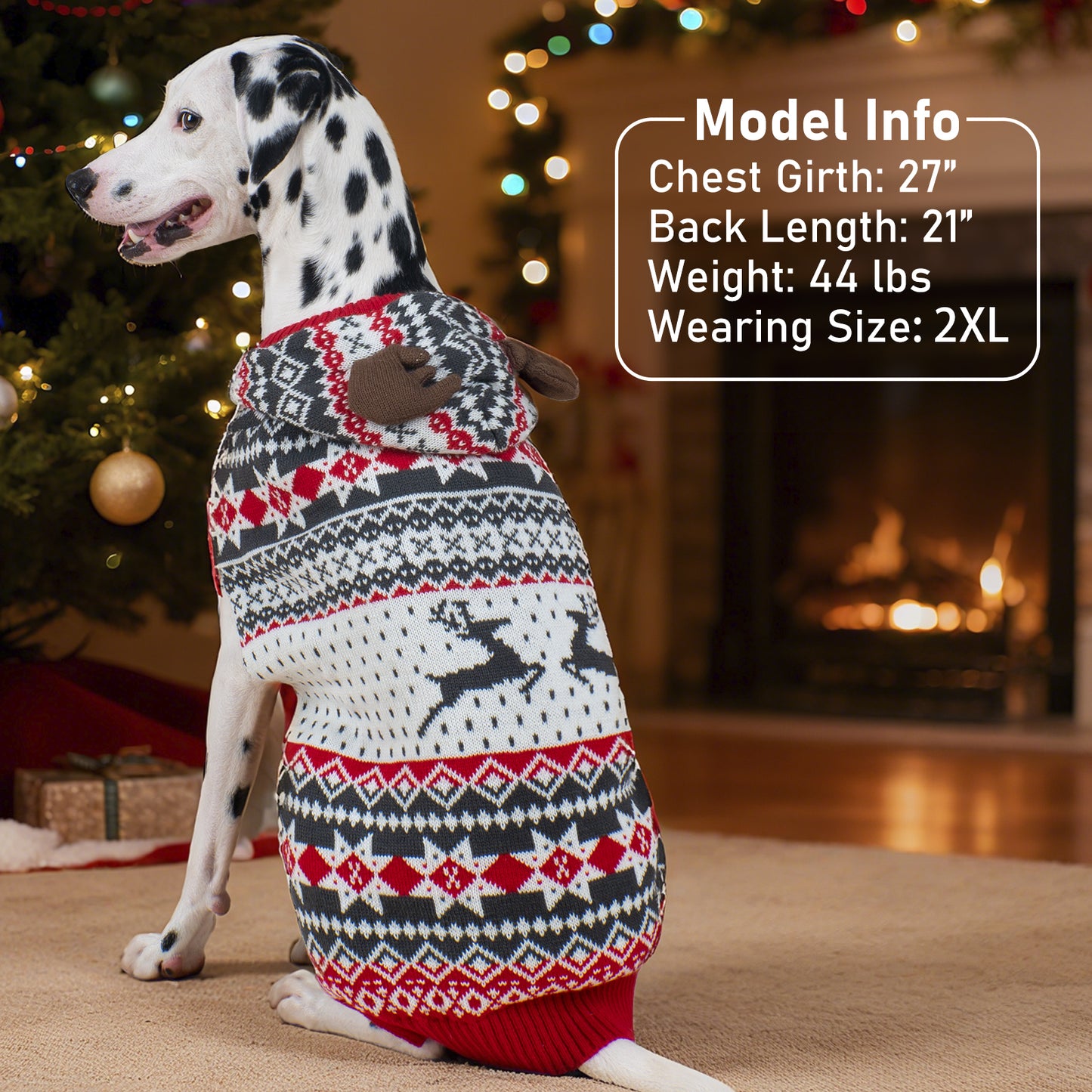 Christmas Reindeer Hooded Dog Sweater