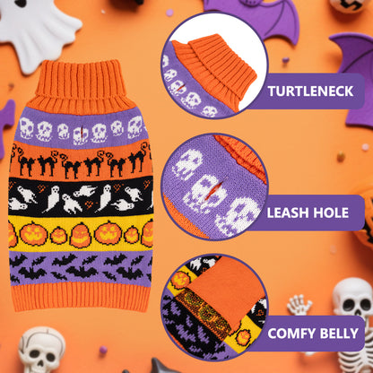KYEESE Pumpkin & Ghost Dog Sweater – Cute Halloween Sleeveless Outfit