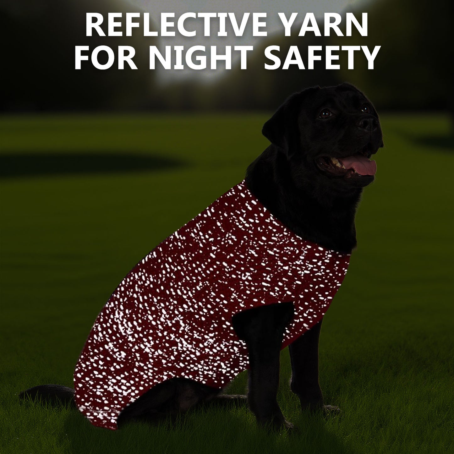 KYEESE Dog Sweater – with Leash Hole & Reflective Yarn, Thick Warm Pullover