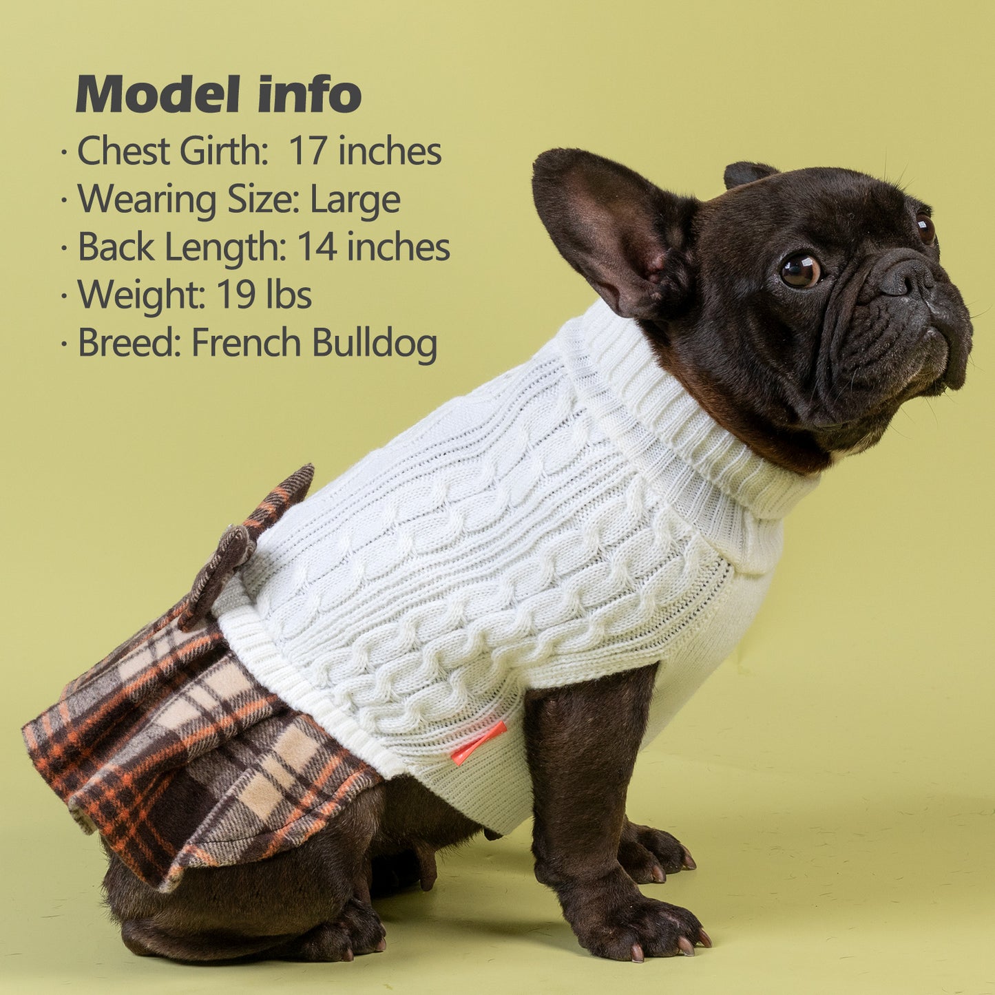 KYEESE Dog Sweater – Knitwear Dog Sweater Dress with Bowtie, Stretchy Thick Warm & Preppy Style
