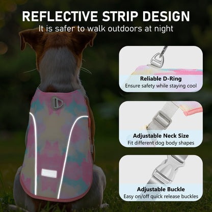 KYEESE Dog Cooling Vest-Adjustable Straps Dog Cooling Shirt with D Ring UV Protection Reflective Stripe