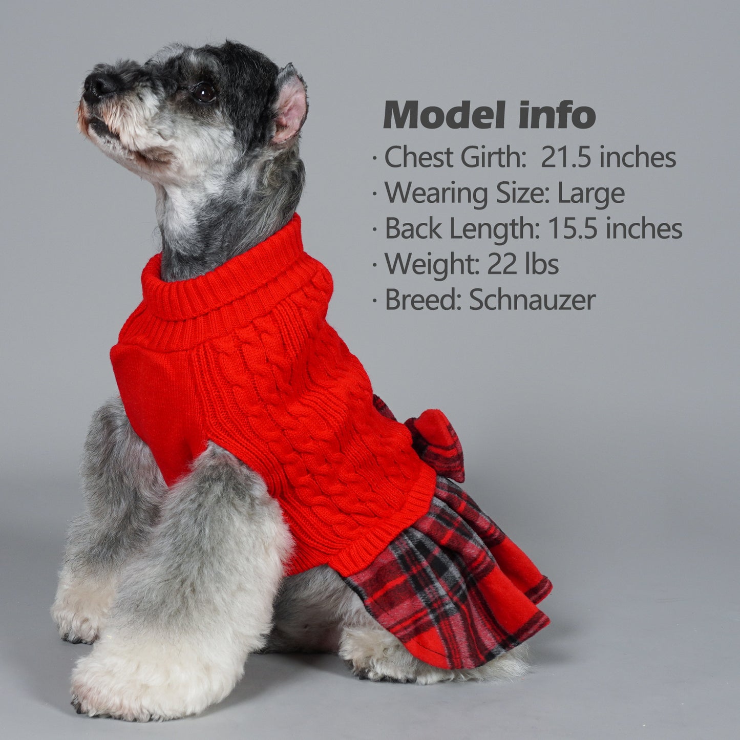 KYEESE Dog Sweater – Knitwear Dog Sweater Dress with Bowtie, Stretchy Thick Warm & Preppy Style