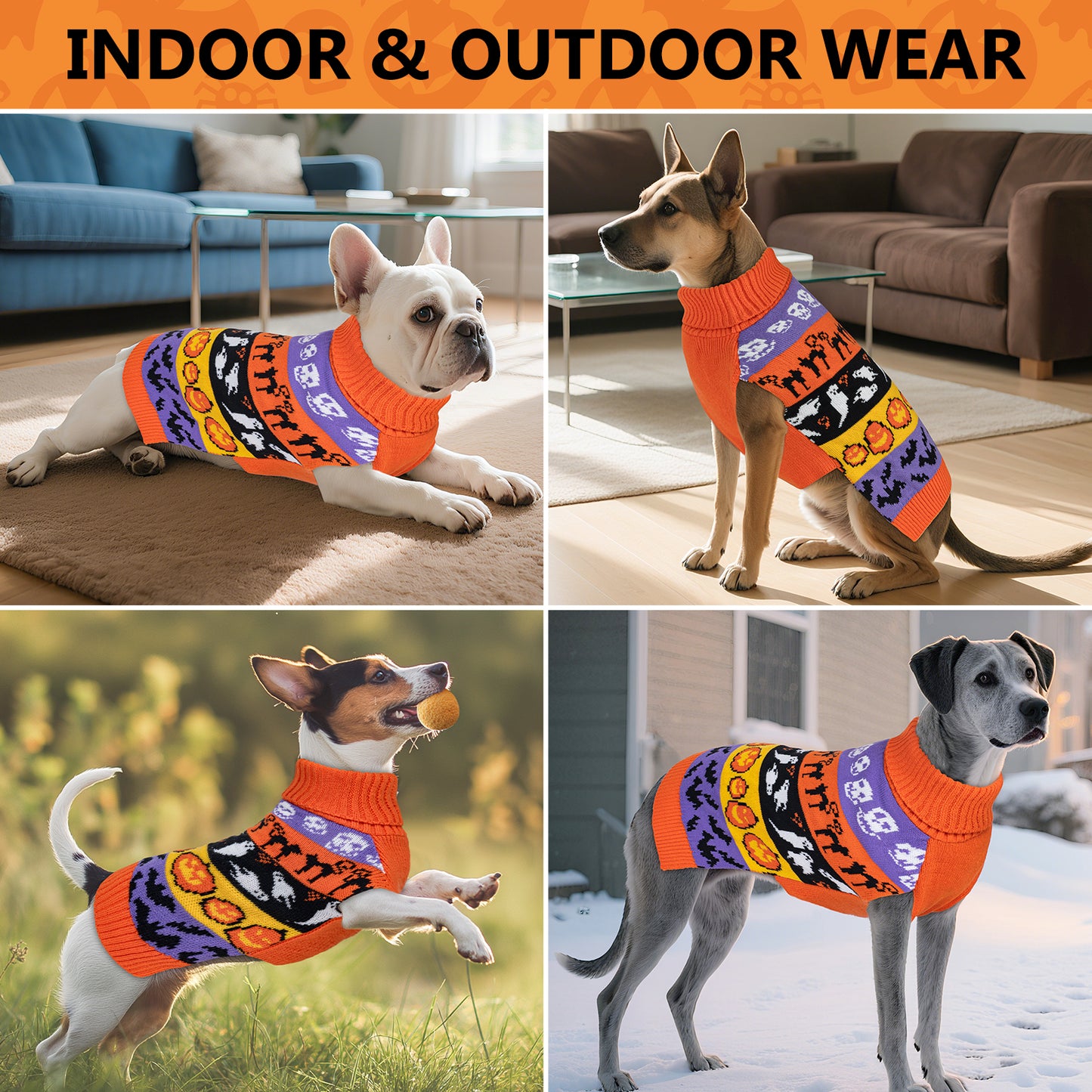 KYEESE Pumpkin & Ghost Dog Sweater – Cute Halloween Sleeveless Outfit