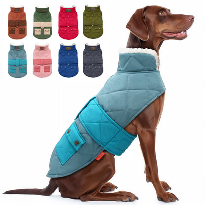 KYEESE Dog Coat-Pet Winter Coat with Leash Hole Thick Cat Clothes with Pocket Windproof Dog Jacket