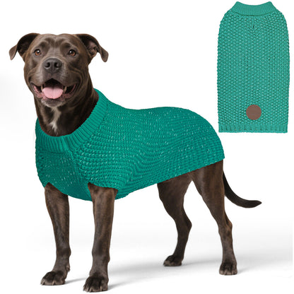 KYEESE Dog Sweater – with Leash Hole & Reflective Yarn, Thick Warm Pullover
