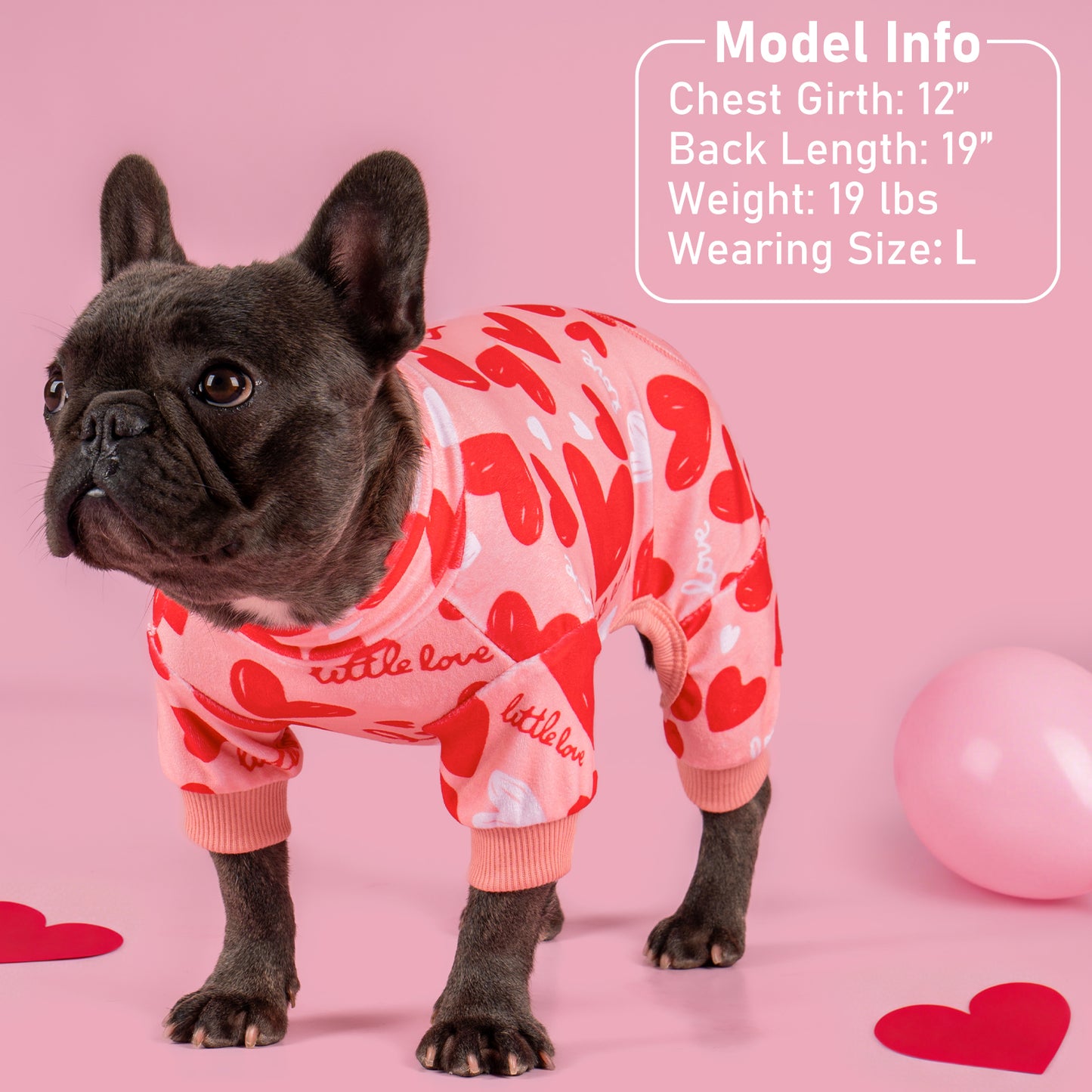 Valentine Heart Print Dog Pajamas