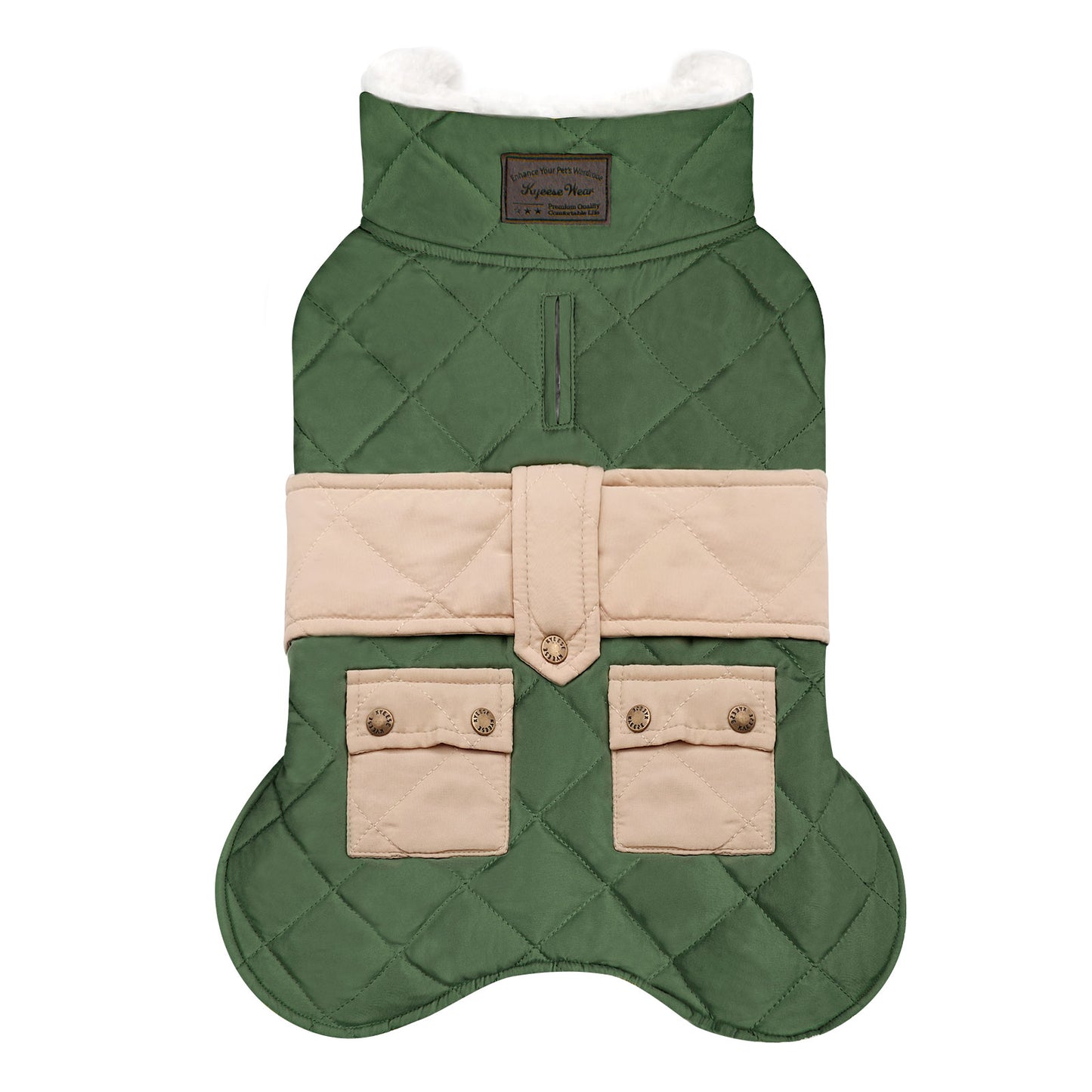 KYEESE Dog Coat-Pet Winter Coat with Leash Hole Thick Cat Clothes with Pocket Windproof Dog Jacket