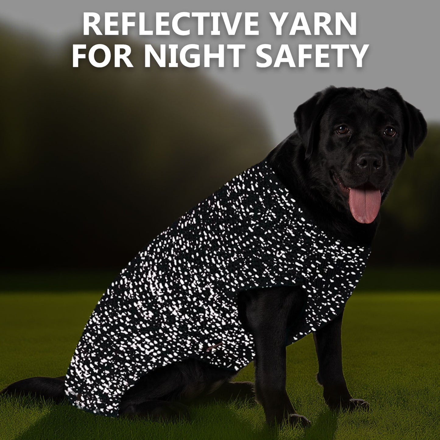KYEESE Dog Sweater – with Leash Hole & Reflective Yarn, Thick Warm Pullover