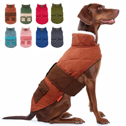KYEESE Dog Coat-Pet Winter Coat with Leash Hole Thick Cat Clothes with Pocket Windproof Dog Jacket