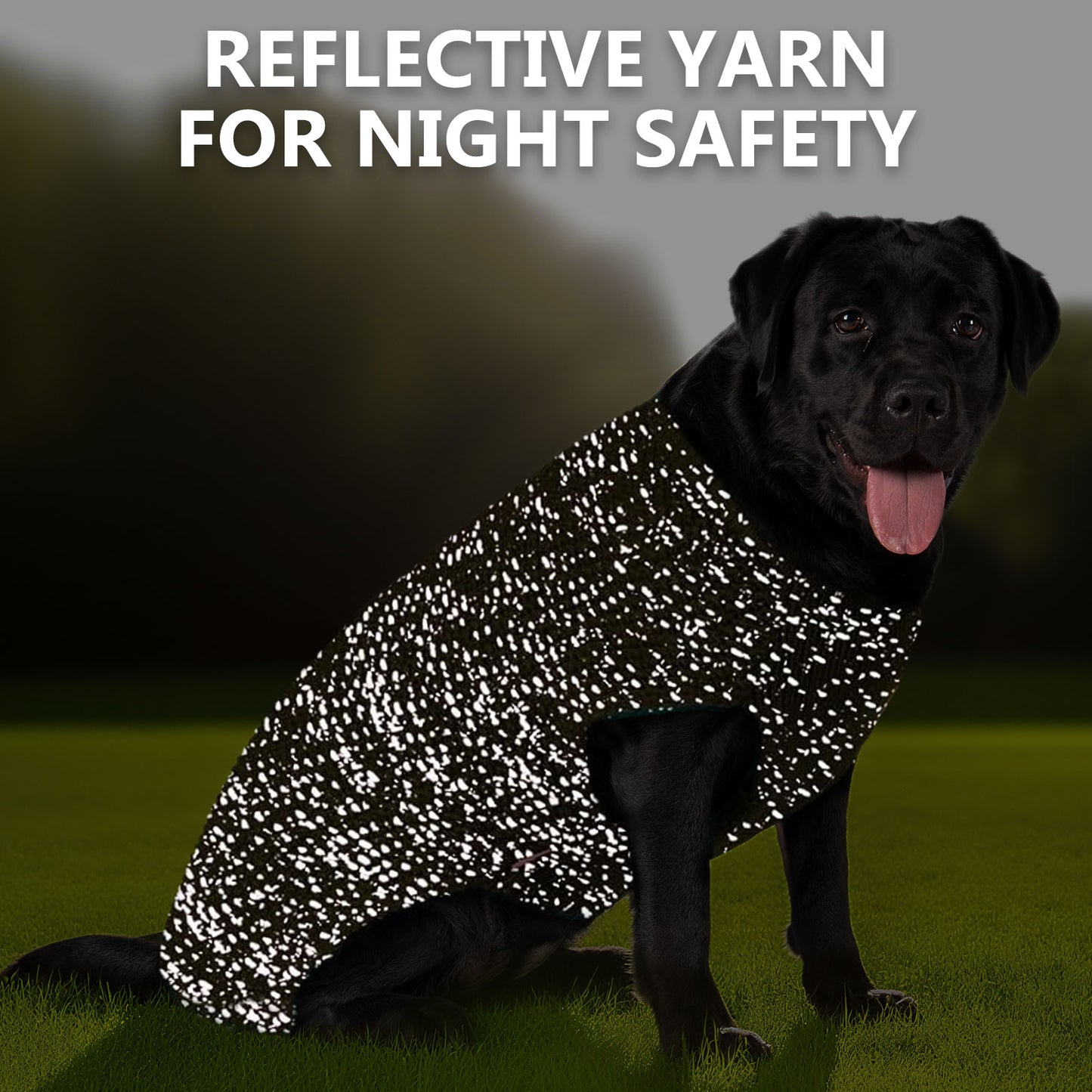 KYEESE Dog Sweater – with Leash Hole & Reflective Yarn, Thick Warm Pullover