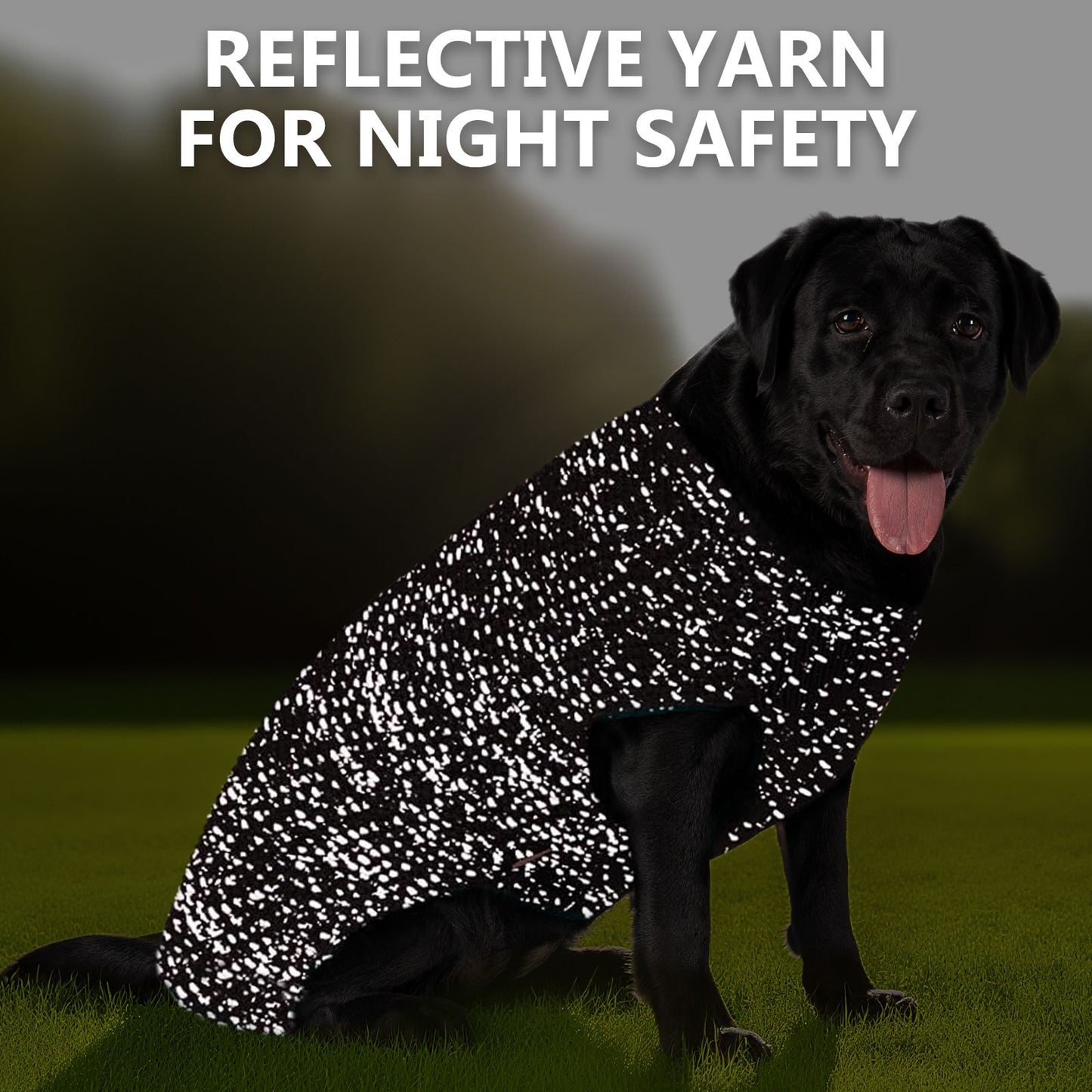 KYEESE Dog Sweater – with Leash Hole & Reflective Yarn, Thick Warm Pullover