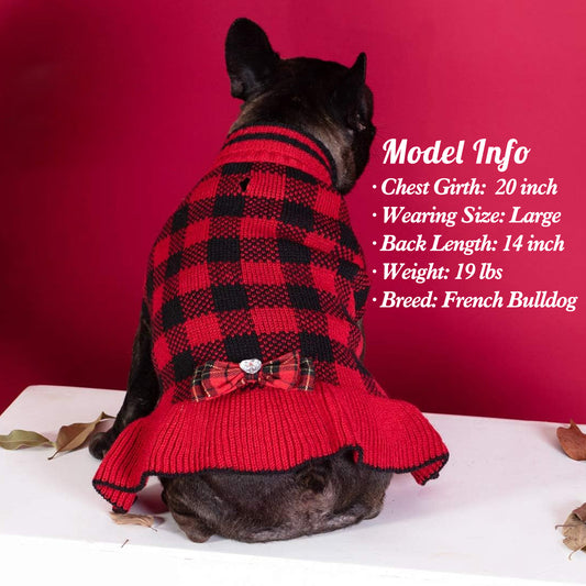 CHRISTMAS DOG PLAID SWEATER DRESS