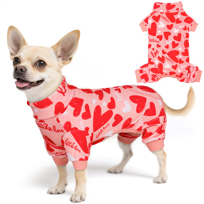 Valentine Heart Print Dog Pajamas