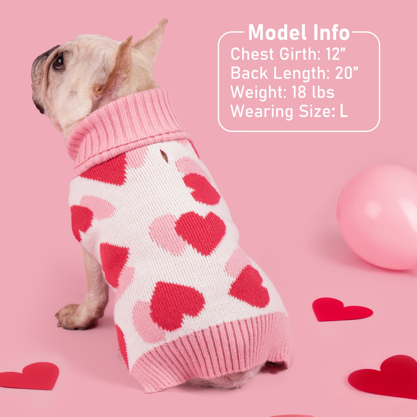 Valentine Heart Pink Dog Sweater